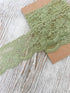 Light Green Floral Stretch Lace Trim Elastic Lace Trim Floral Lace Trim Remnant 3 yards  SLT00336